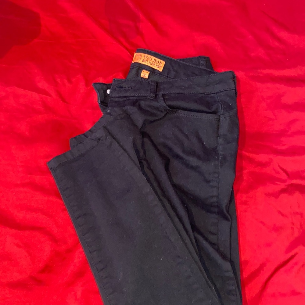 Wax Jean: mid rise stretchy black jeans